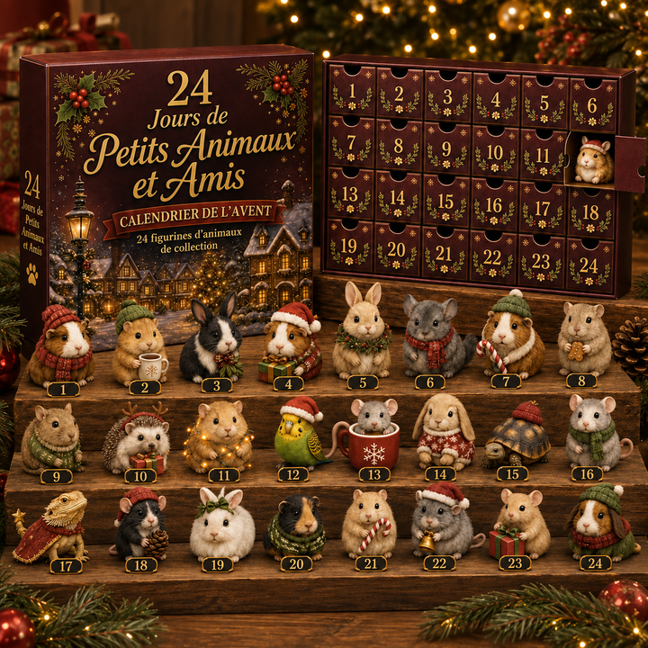 Compte à rebours de Noël: Calendrier de l'Avent pour petits animaux, plein de surprises et jouets pour le plaisir.