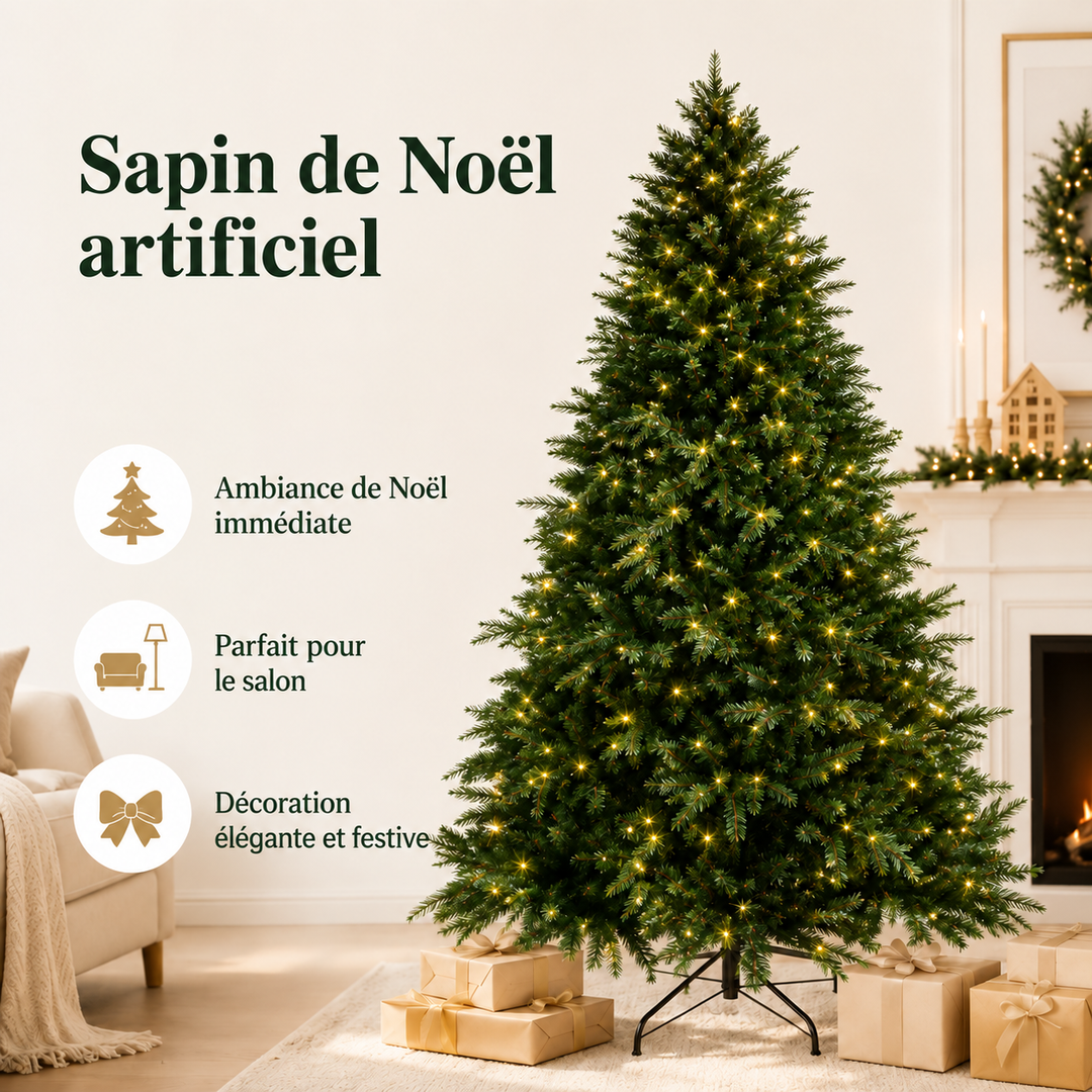 Sapin artificiel de luxe, facile à ranger, parfait pour la décoration de Noël annuelle.