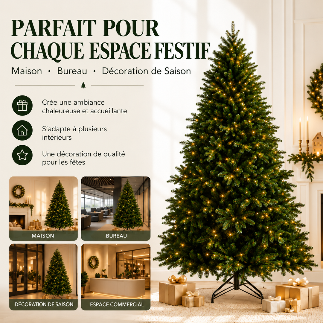 Sapin de Noël artificiel réaliste, plusieurs hauteurs, durable pour les décorations de fêtes.