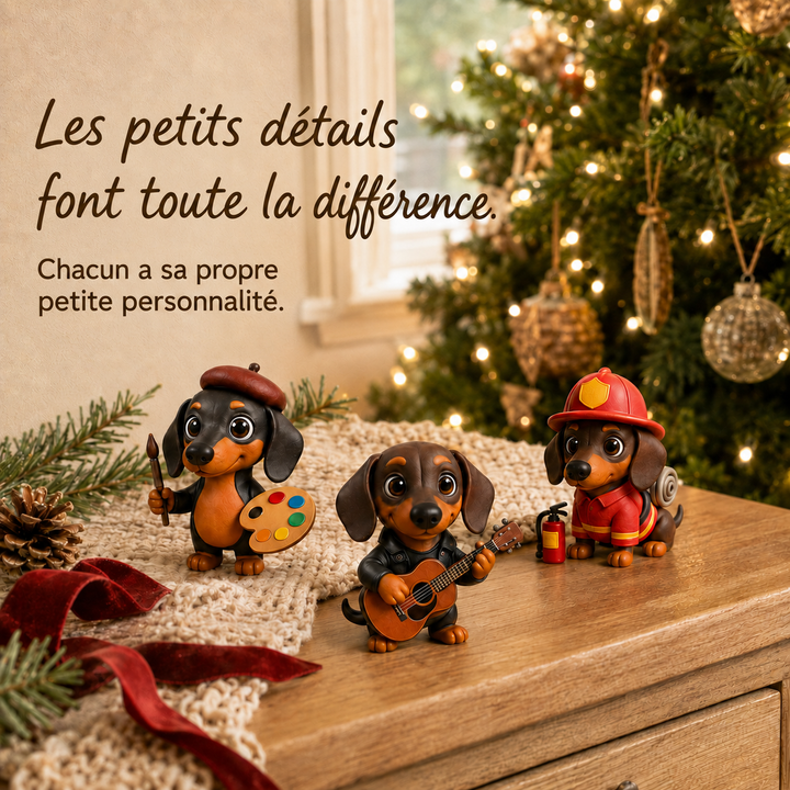Dackel Calendrier Avent 2026: 24 figurines surprises de teckels. Idéal pour collectionneurs, décoration Noël saisonnière.