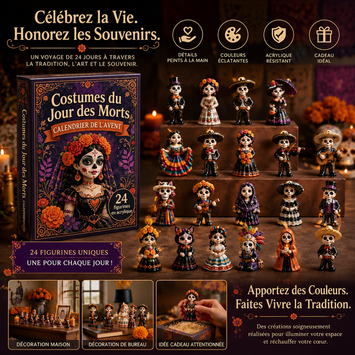 Pendentifs acryliques uniques du Calendrier de l'Avent Jour des Morts 2026, parfaits pour la décoration saisonnière.