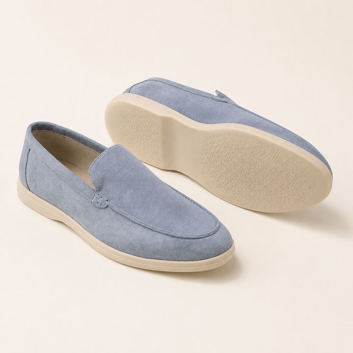 Mocassins homme casual bleus, semelle plate, idéal pour le quotidien et les journées au bureau.