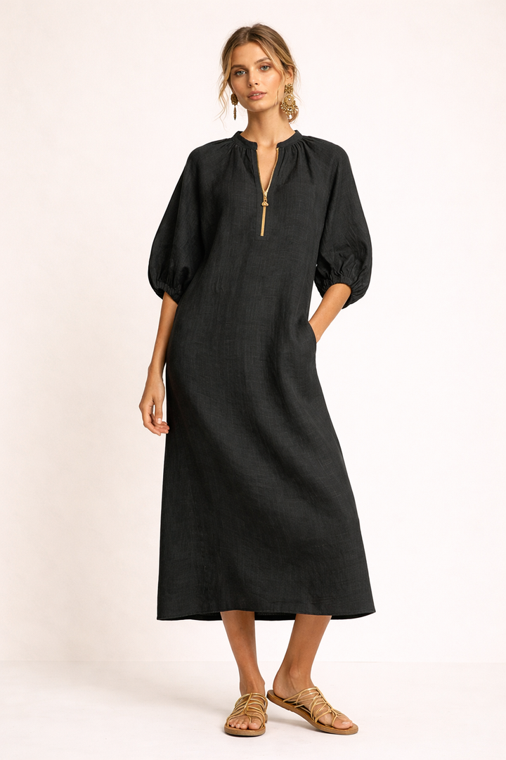 Robe longue décontractée à manches courtes pour femme, confortable et respirante, parfaite pour l'été ou la maison.