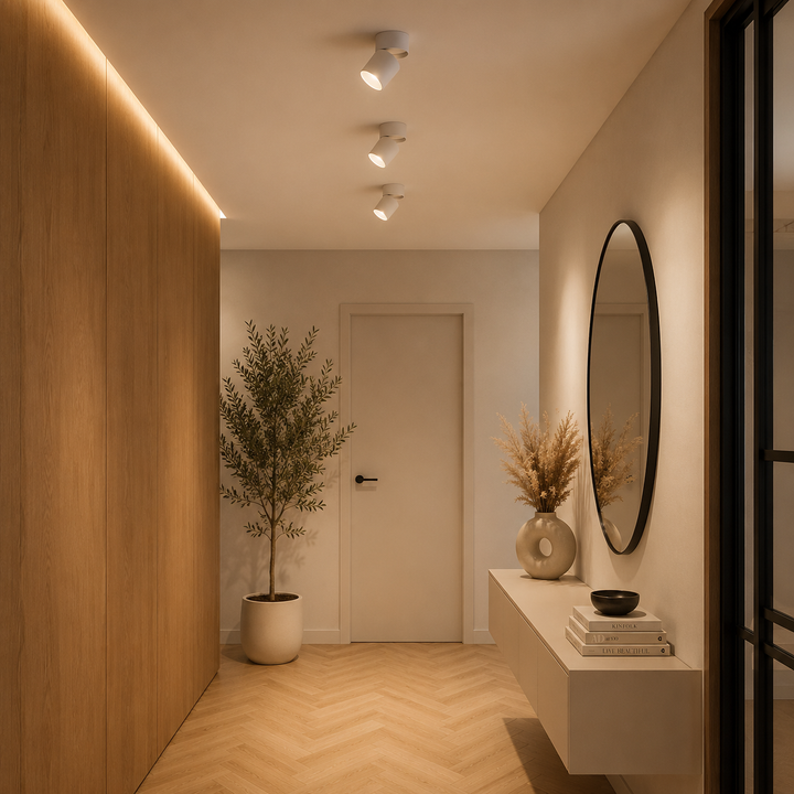 Spot LED moderne noir, plafonnier cylindre ajustable avec éclairage Up & Down pour ambiance intérieure.