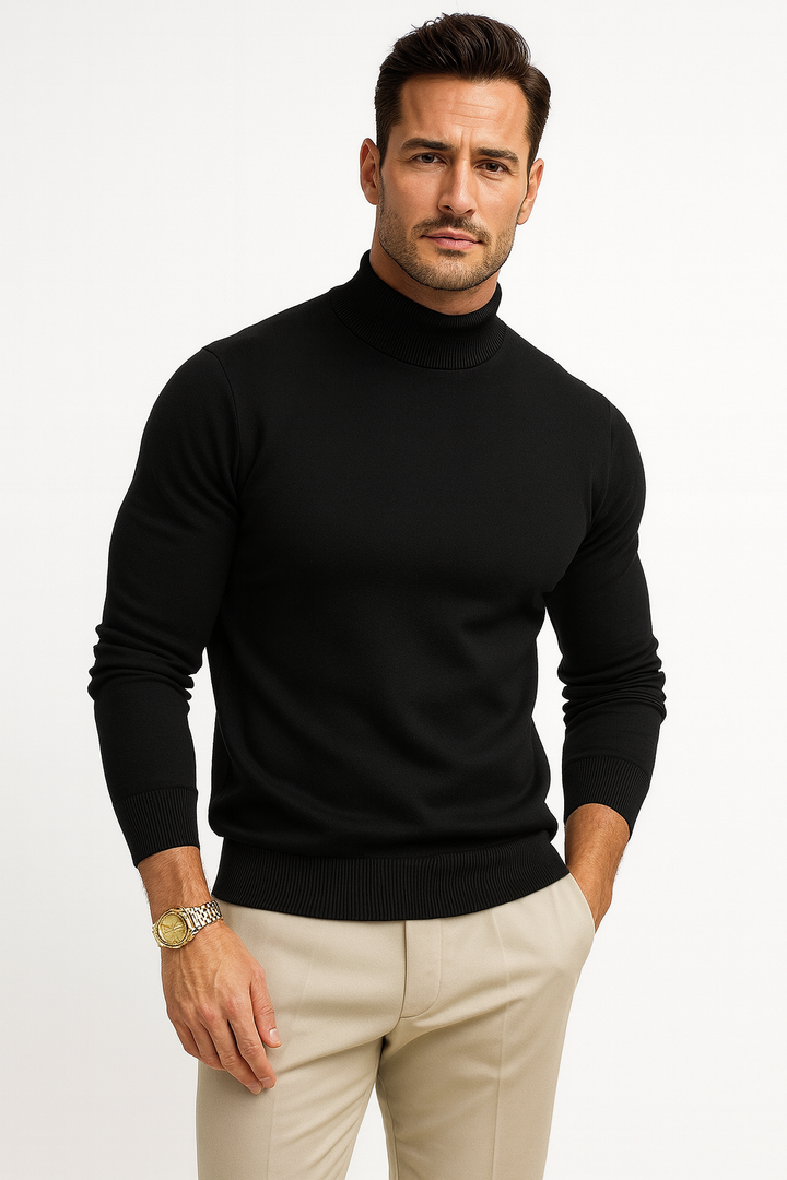 Sophistiqué pull col roulé homme, parfait pour un style élégant, confortable et moderne en hiver.