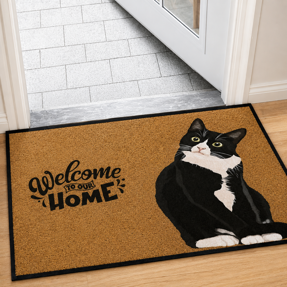 Tapis de porte flanelle chats, résistant aux taches et absorbant, parfait pour une maison propre et décorée.