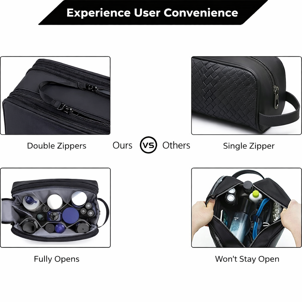 Nécessaire de toilette homme de sport, étanche et compact, idéal pour la gym, la douche ou les voyages courts.