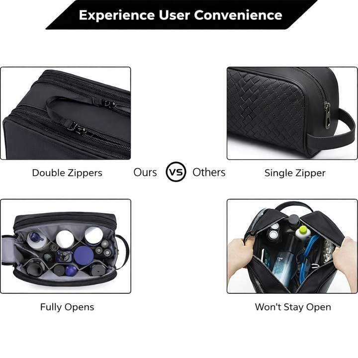 Nécessaire de toilette homme de sport, étanche et compact, idéal pour la gym, la douche ou les voyages courts.