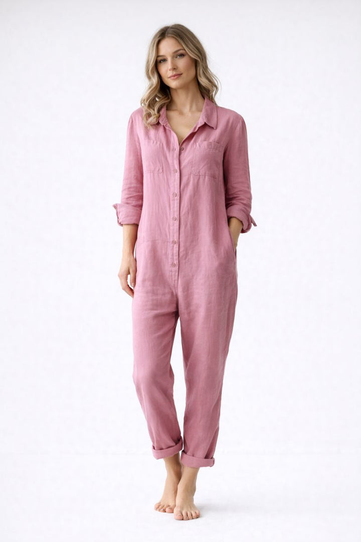 Combinaison femme ample et polyvalente, confort quotidien. Idéale pour look décontracté élégant, manches longues fonctionnelles.