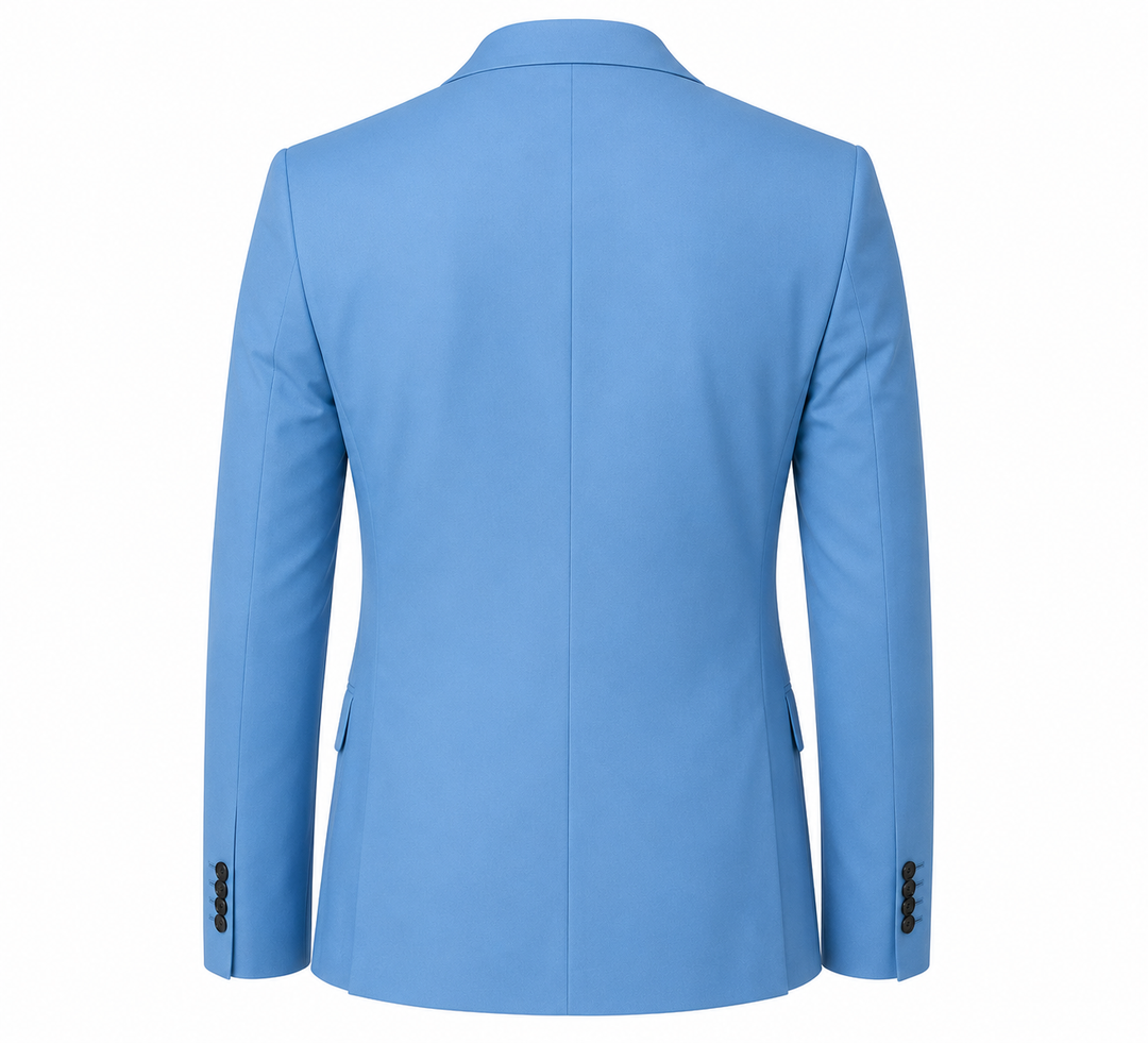 Costume de bureau homme, veste et pantalon, look professionnel et classique pour la mode masculine.