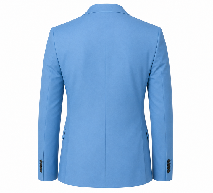 Costume de bureau homme, veste et pantalon, look professionnel et classique pour la mode masculine.
