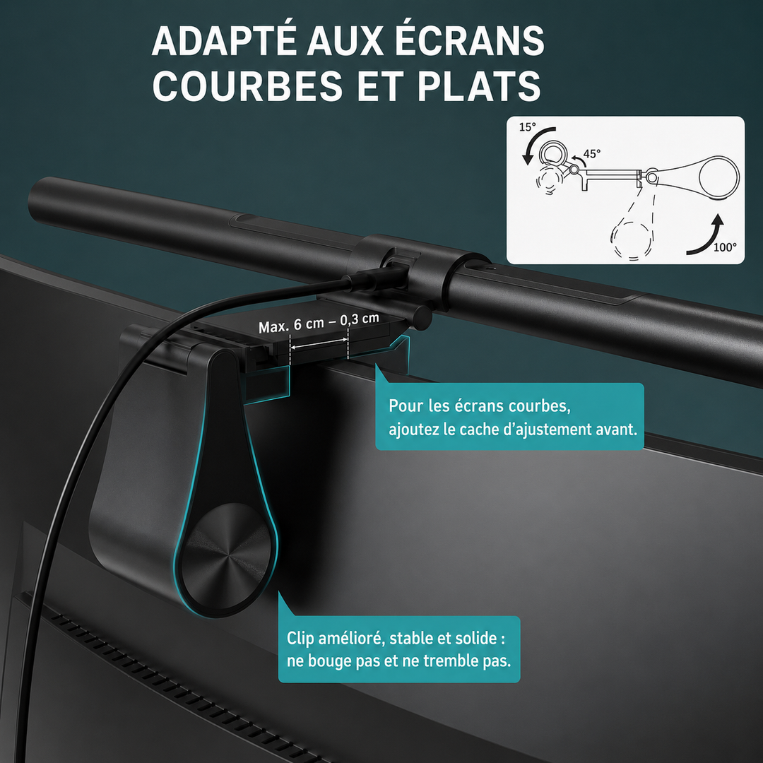 Lampe moniteur LED intelligente avec télécommande sans fil pour un éclairage de bureau ajustable et confortable.