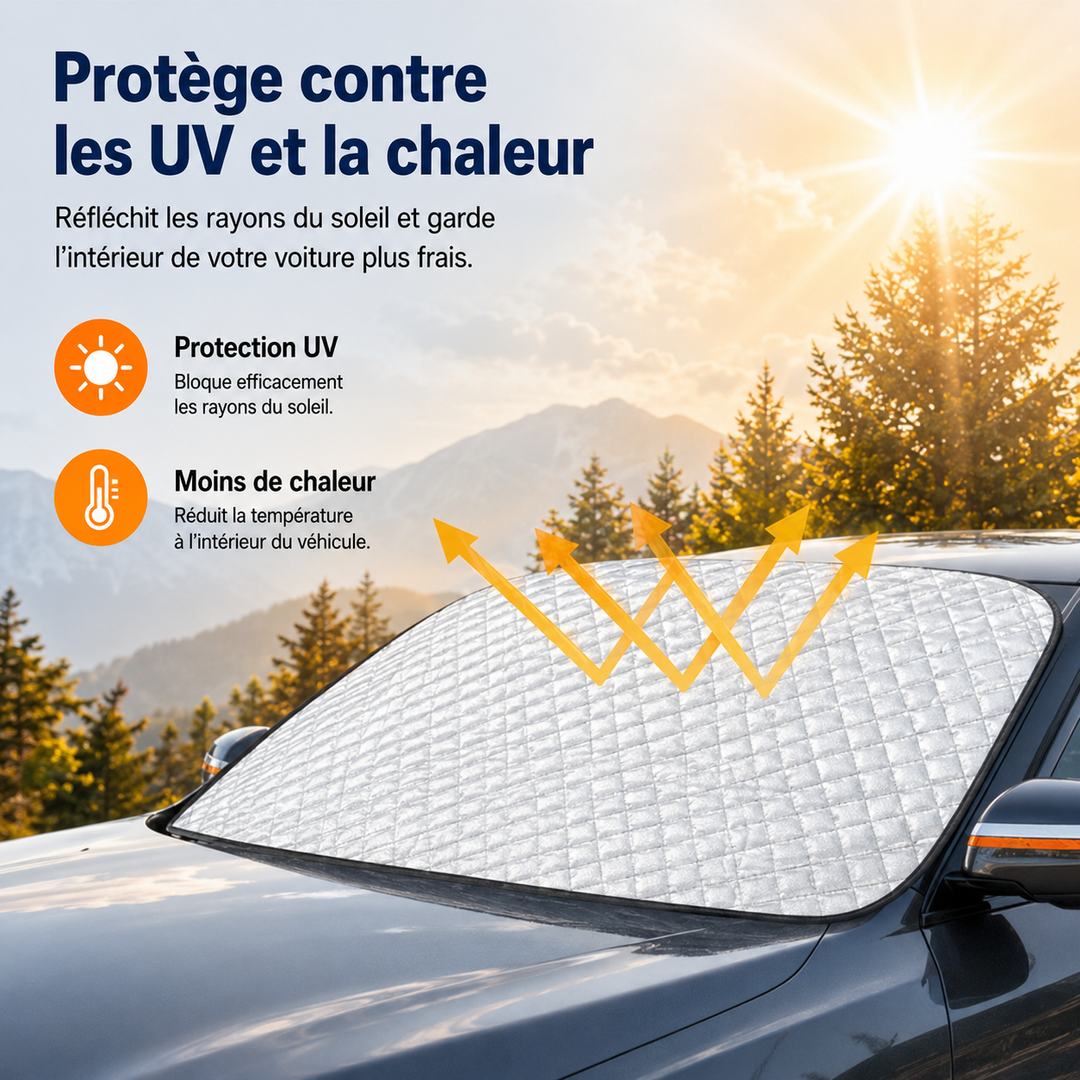 Housse de pare-brise magnétique étanche, robuste, offre une protection voiture complète contre le gel et UV.