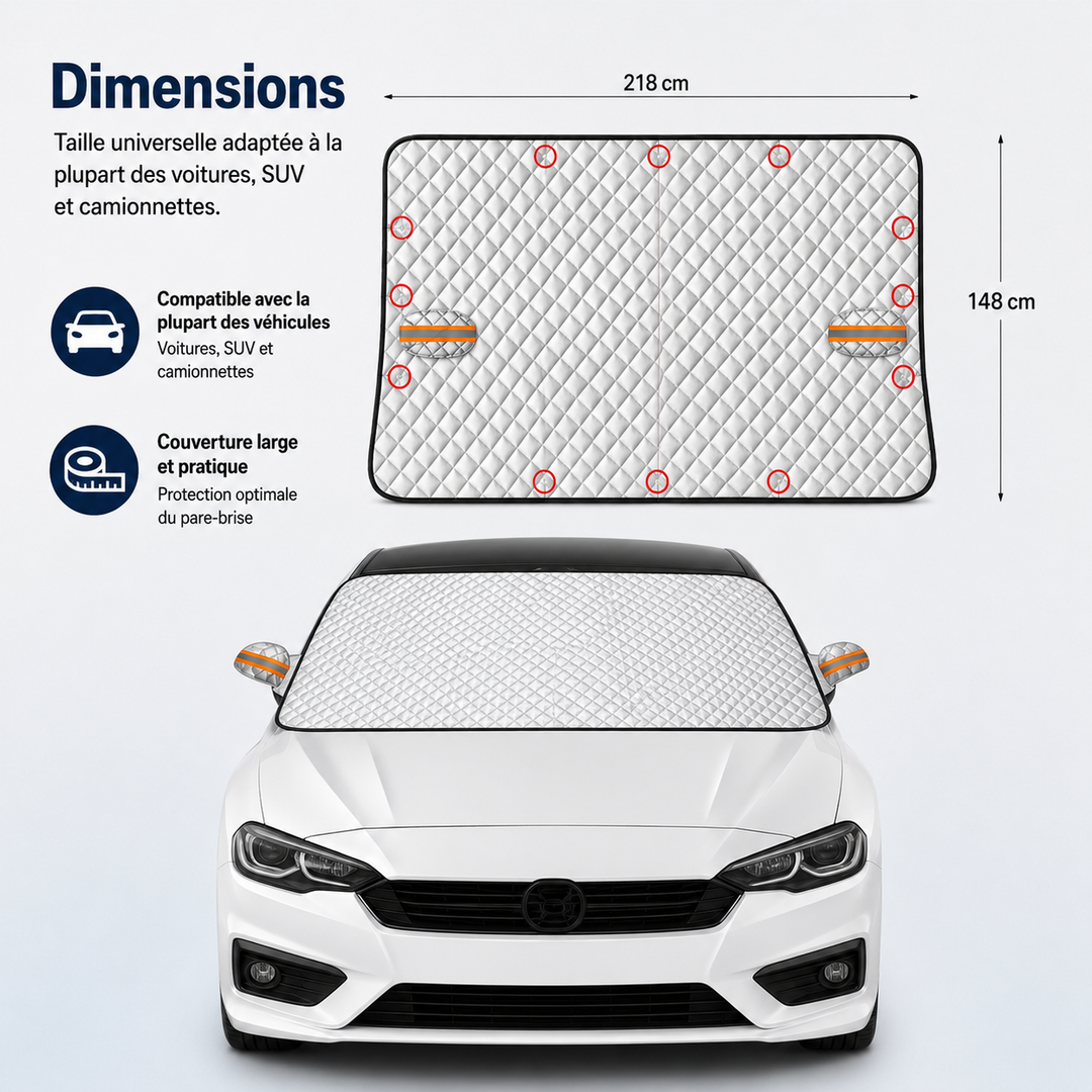 Fini le dégivrage! Housse pare-brise magnétique, protection voiture anti-givre, rapide et efficace pour l'hiver.