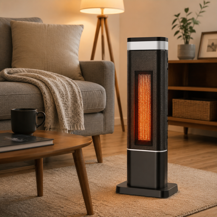 Appareil de chauffage électrique portable et compact, puissant souffleur d'air chaud pour la maison ou le bureau.