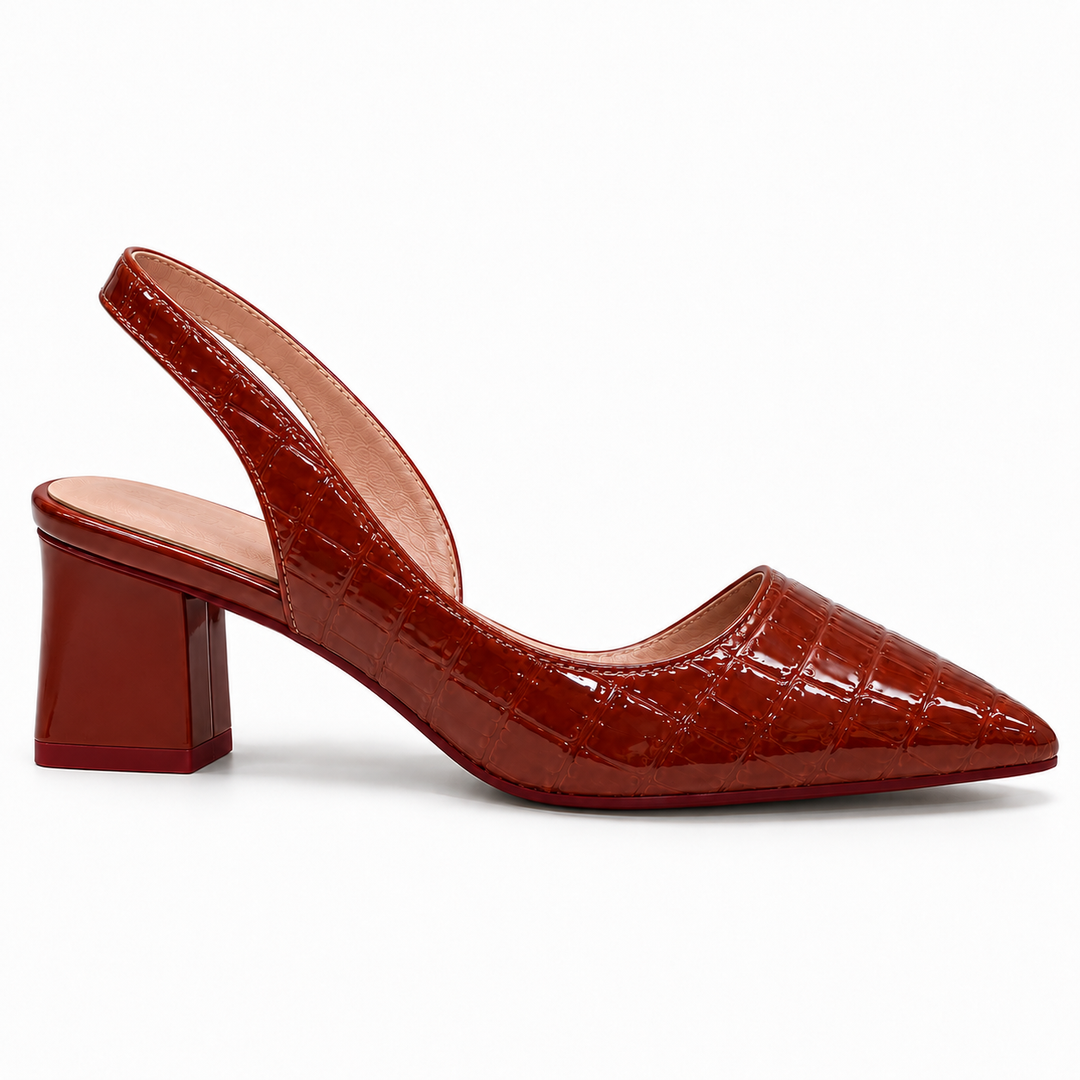 Talon bloc chic et orthopédique pour femmes, en cuir noir, alliant élégance et confort durable.