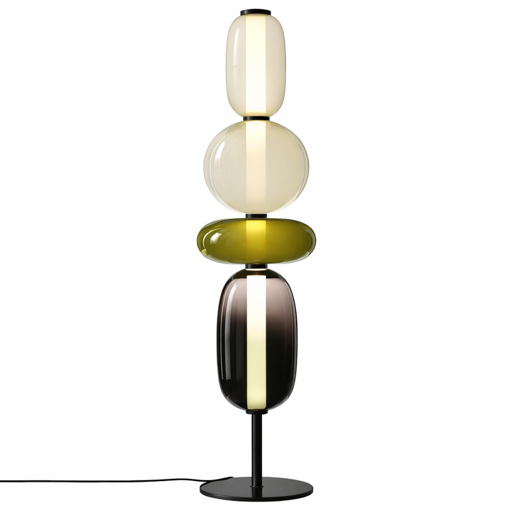 Lampe sur pied LED moderne, accent lumineux décoratif pour un coin lecture stylé dans le salon.