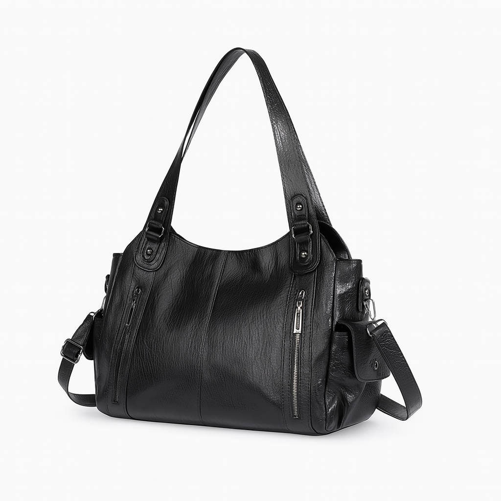 Sac fourre-tout femme élégant en cuir vegan, idéal pour le travail ou le quotidien moderne.