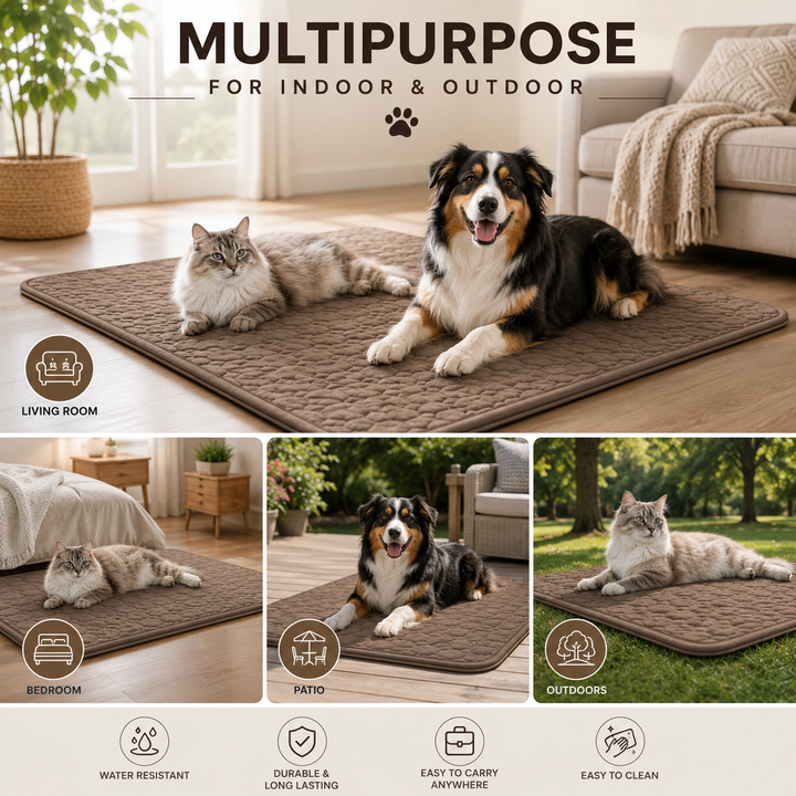 Tapis rafraîchissant d'été pour chien, design moderne, facile à transporter et laver.