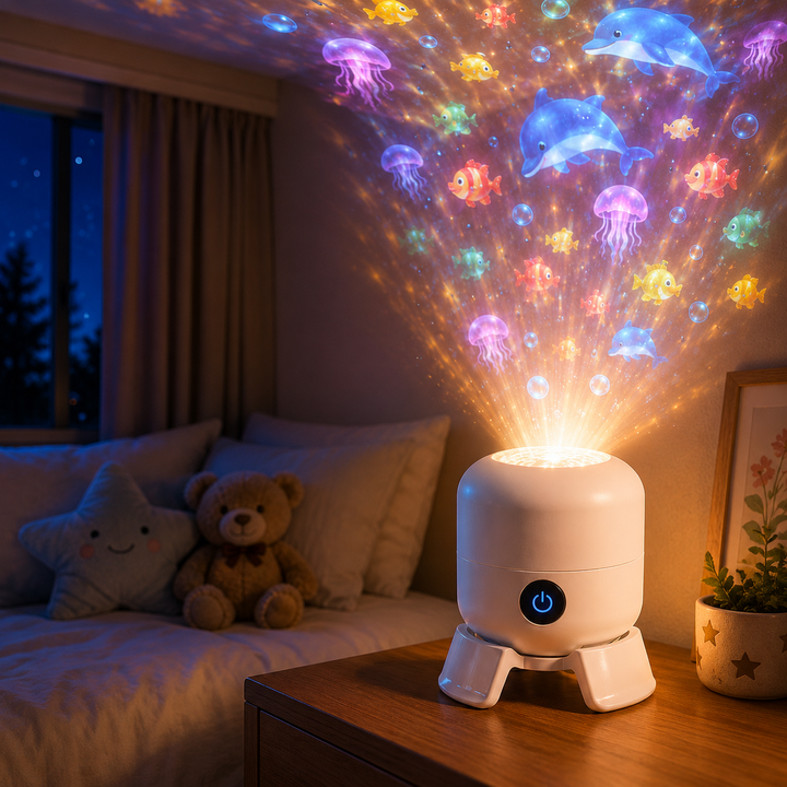 Projecteur LED dynamique STARFLOW créant une ambiance relaxante et lumineuse pour votre maison.