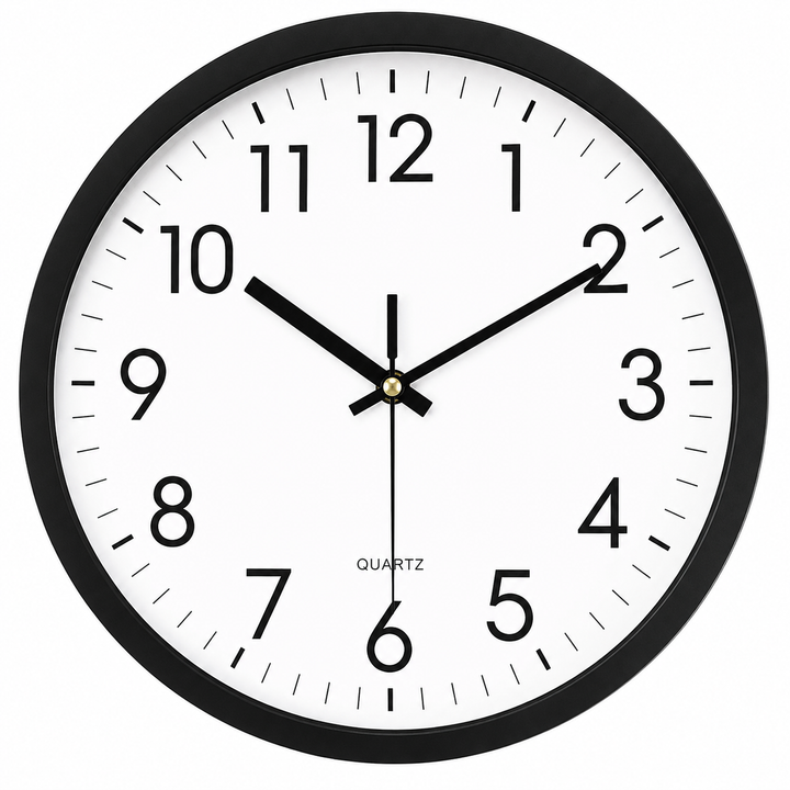 Horloge murale ronde, design moderne, silencieuse, chiffres en relief pour une maison stylée.