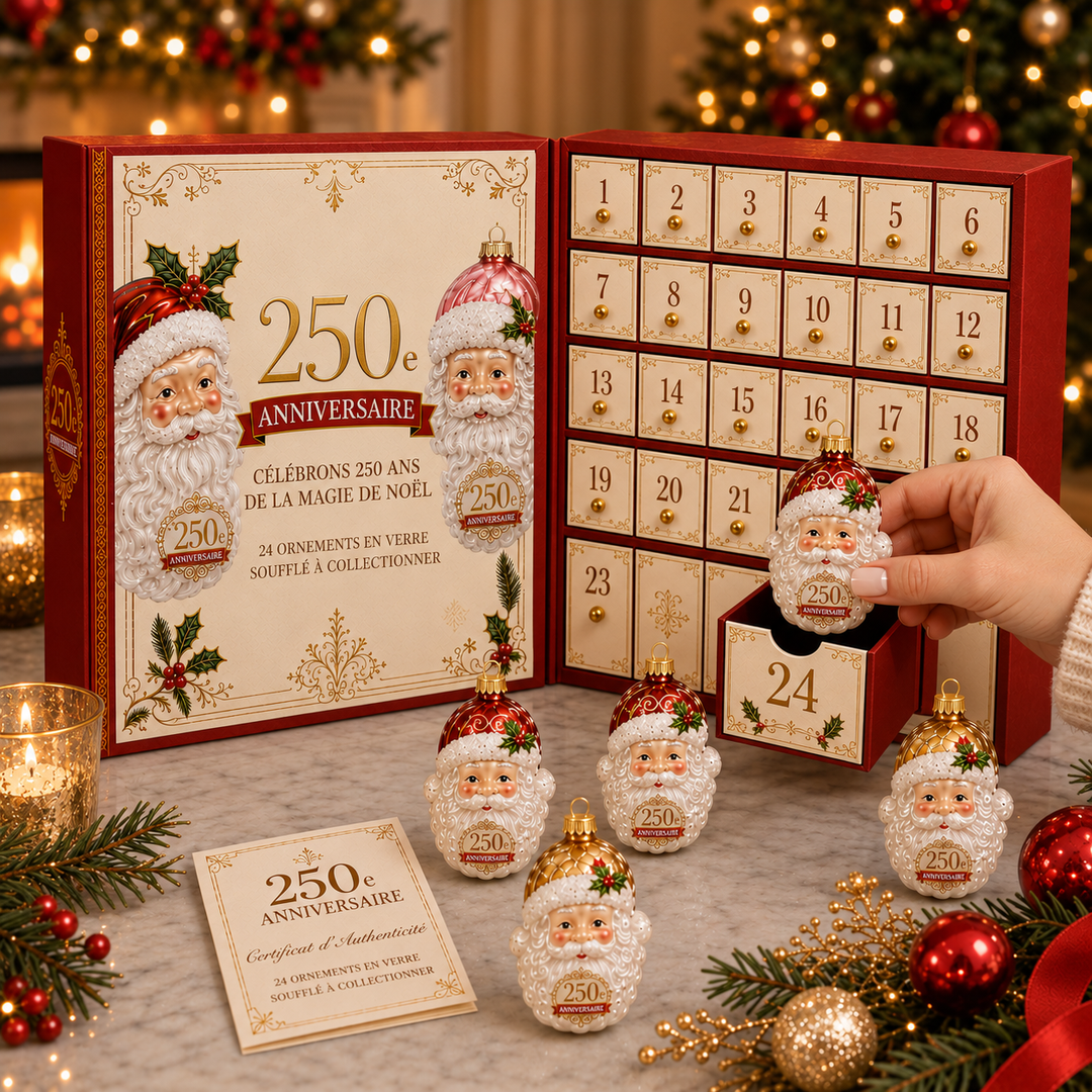 Magnifique ornement de Noël doré 250e Anniversaire, un ajout précieux et traditionnel à votre décor d'hiver.