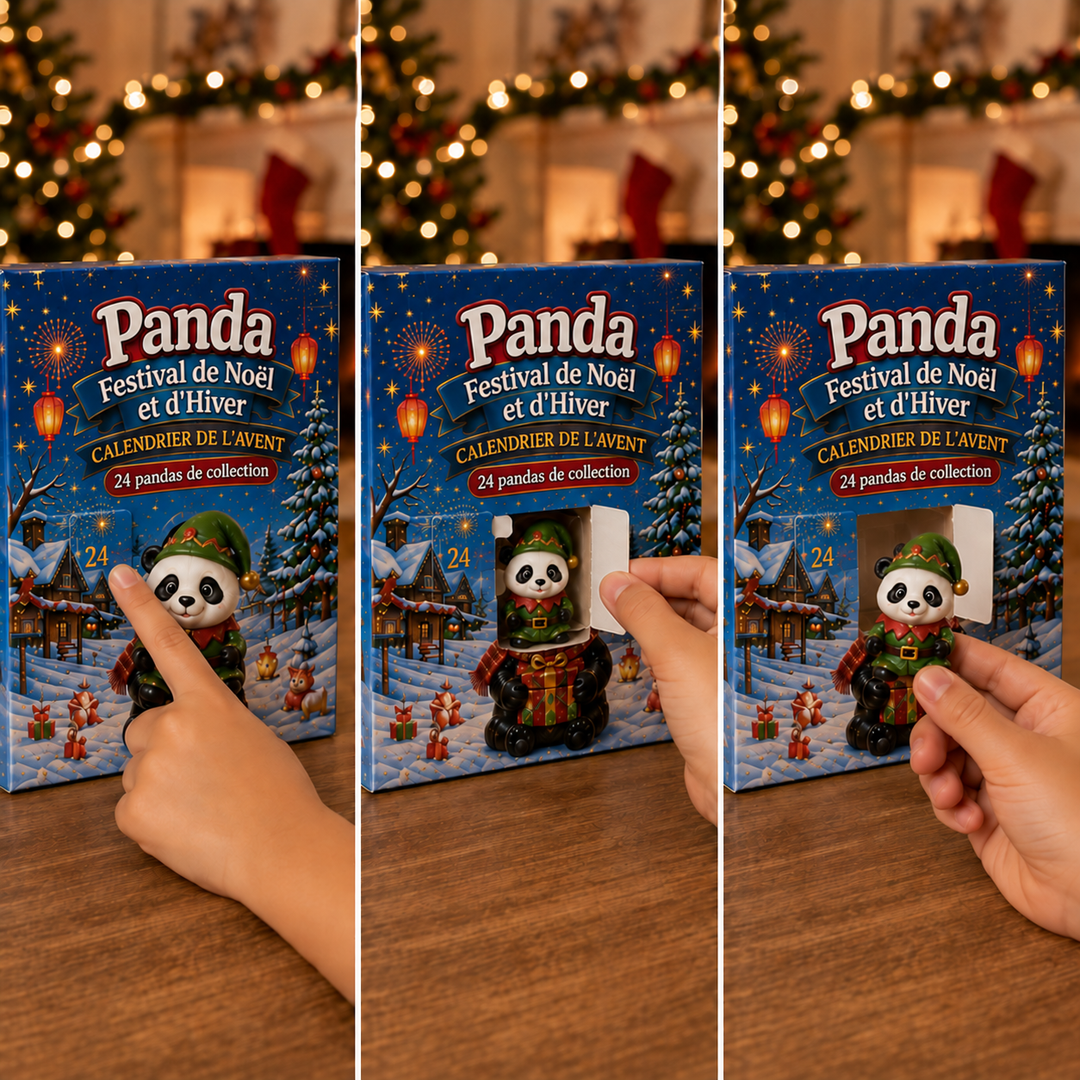 Découvrez 24 figurines panda exclusives dans ce Calendrier de l'Avent 2026, un cadeau parfait pour Noël.