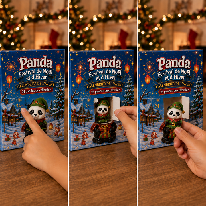 Découvrez 24 figurines panda exclusives dans ce Calendrier de l'Avent 2026, un cadeau parfait pour Noël.