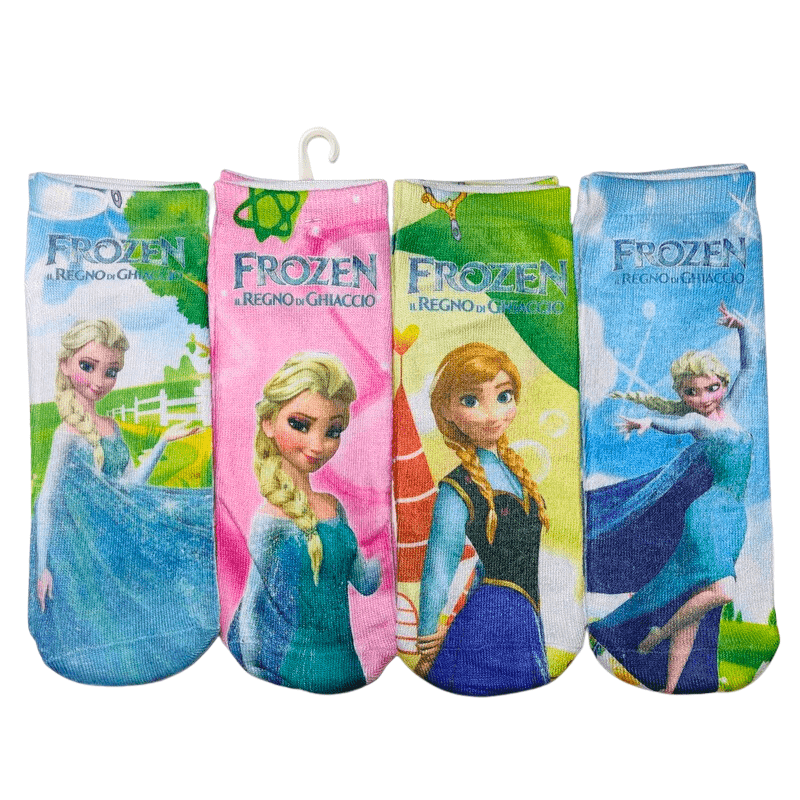 Lot de 4 chaussettes féeriques pour fille, thème hivernal princesse, confort doux pour enfants.