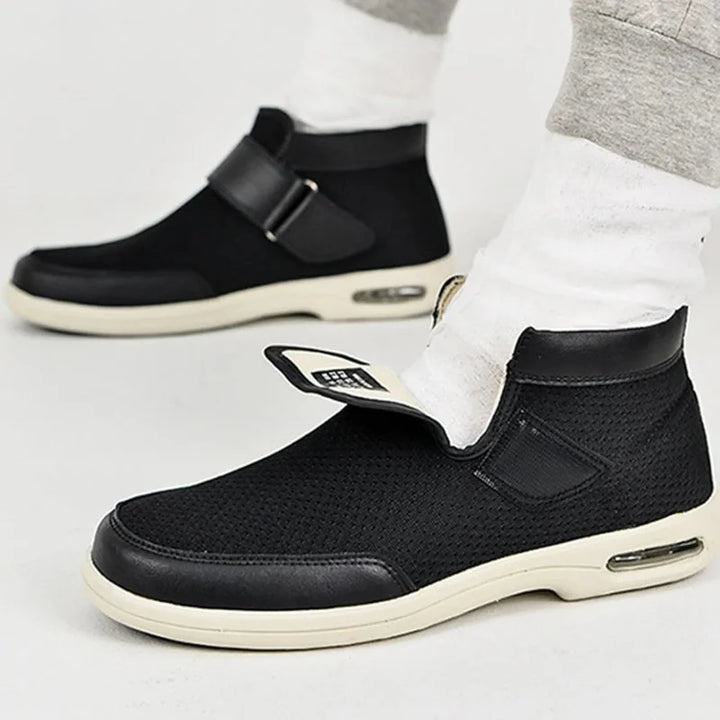 Bottes chaudes avec velcro pour pieds sensibles, antidérapantes, parfaites pour la mobilité en hiver.