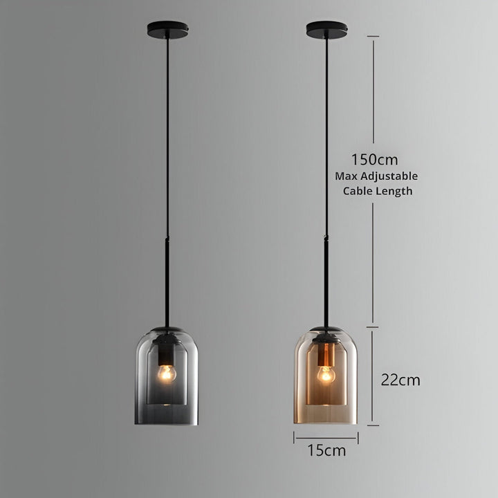 Suspension luminaire élégante et moderne, verre double, pour un éclairage contemporain chic.