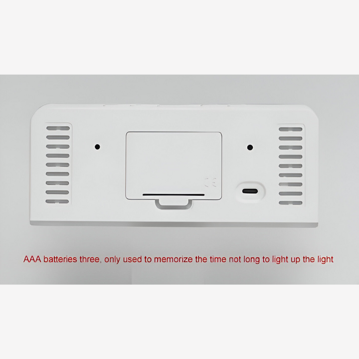 Réveil digital LED, style moderne, noir, silencieux, parfait pour toute décoration intérieure.