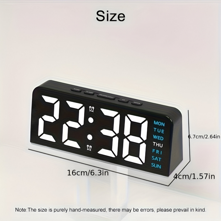 Horloge numérique LED pour bureau, silencieuse, affichage facile à lire, design épuré.