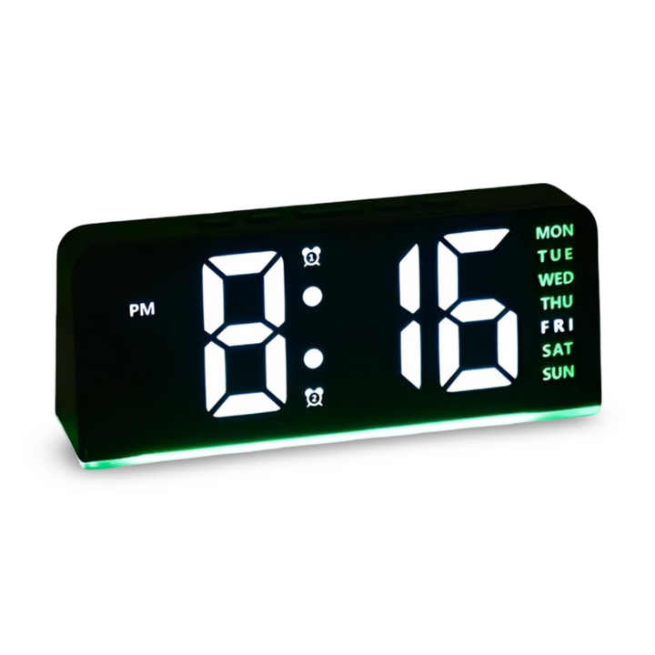 Horloge LED numérique moderne et silencieuse, pour un intérieur contemporain et pratique.