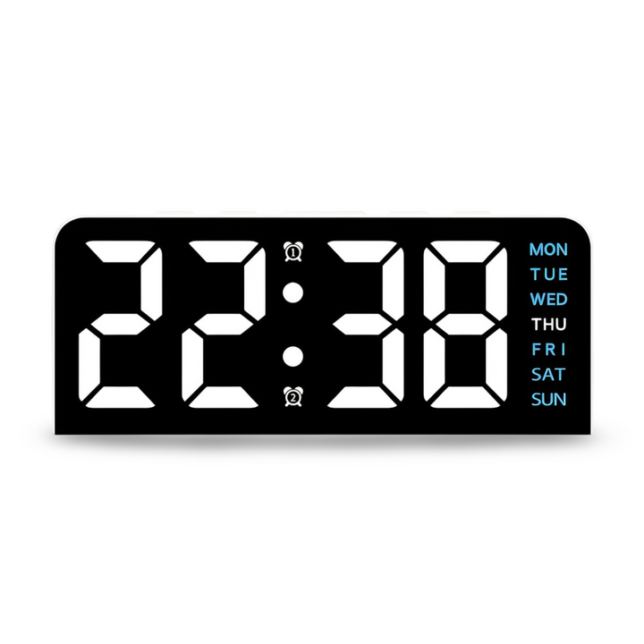 Réveil numérique LED, affichage lumineux et silencieux, idéal pour le chevet moderne.