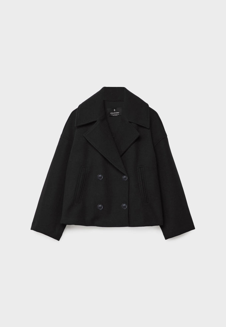 Veste courte chic femme, double boutonnage, mode urbaine, élégante et polyvalente.