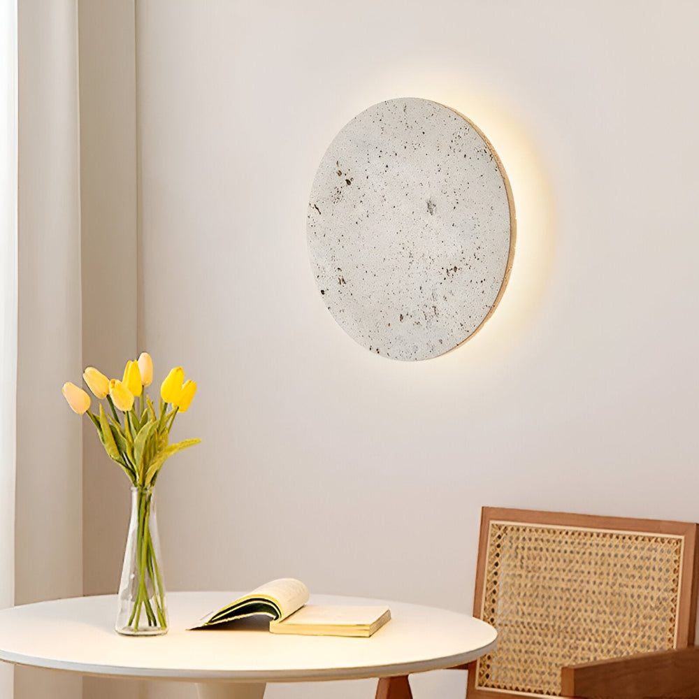 Applique murale LED circulaire, design japonais moderne, ambiance zen pour intérieur.