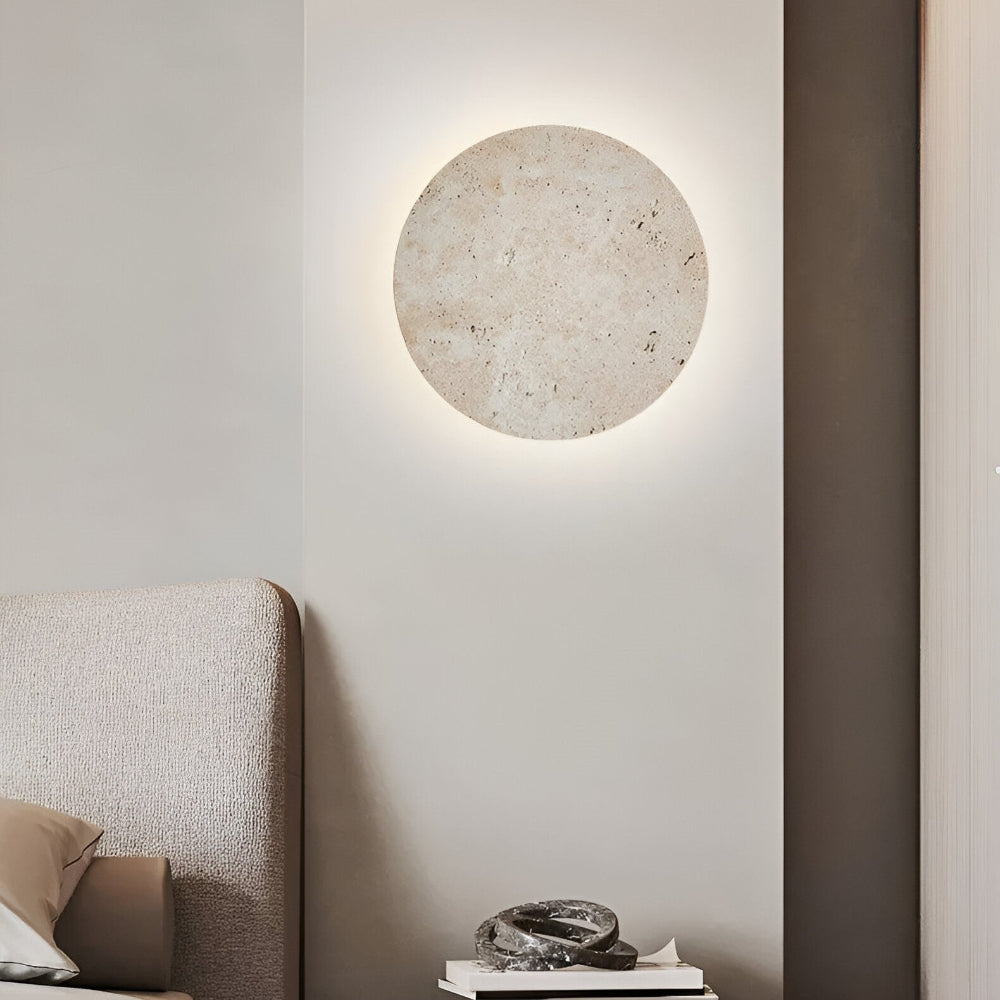 Applique LED ronde, inspiration japonaise, parfait pour un salon ou chambre zen.
