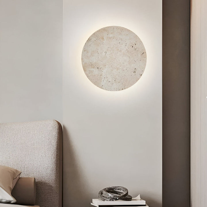 Applique LED ronde, inspiration japonaise, parfait pour un salon ou chambre zen.