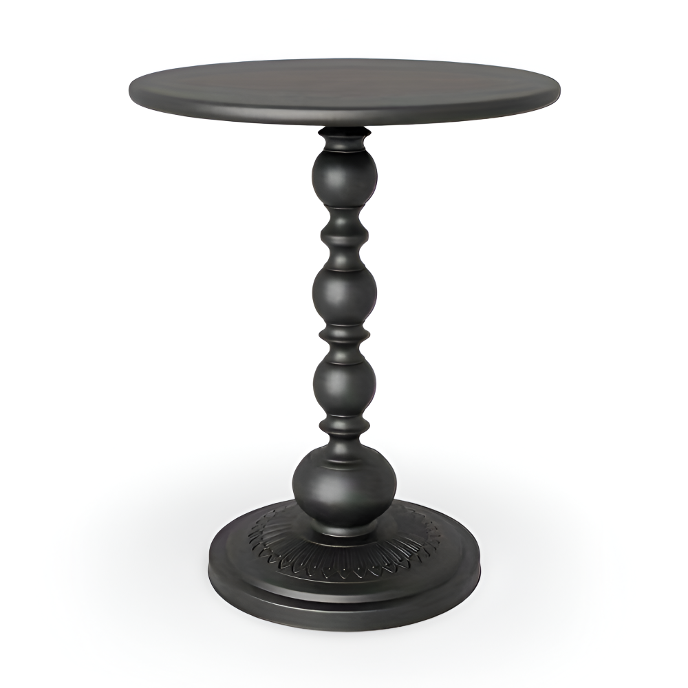 Table d'appoint ronde, design moderne et balustre, meuble chevet pratique et stylé.