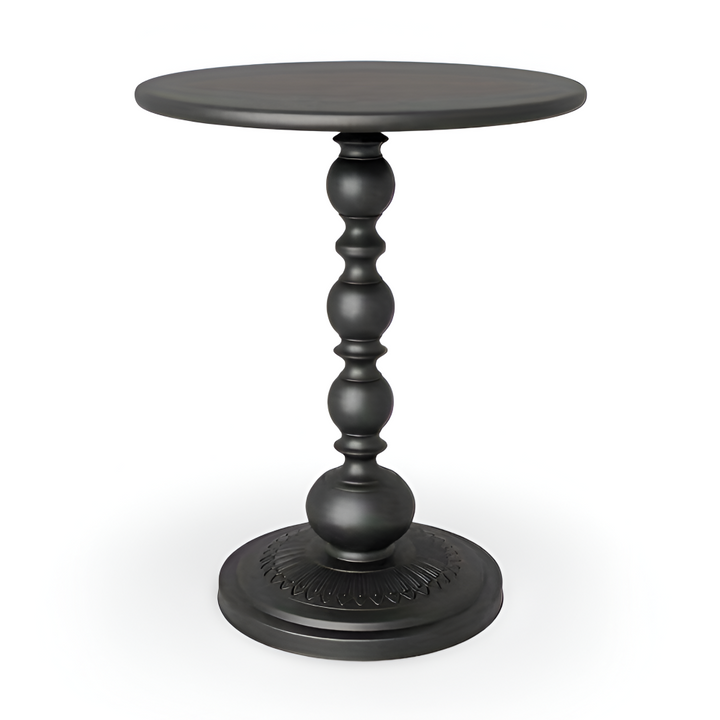 Table d'appoint ronde, design moderne et balustre, meuble chevet pratique et stylé.