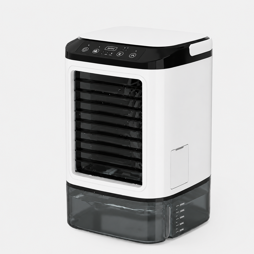 Refroidisseur d'air USB compact avec fonction brumisateur, 3 vitesses. Climatisation personnelle et fraîcheur rapide.