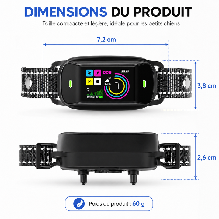 Collier anti-aboiement, outil de dressage chien pour un contrôle efficace et respectueux des aboiements.
