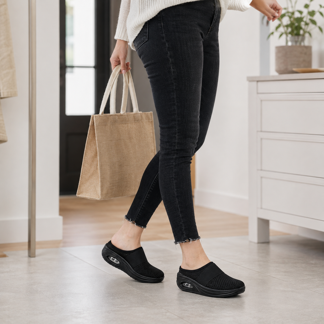 Chaussures femme légères avec coussin d'air, parfaites pour la stabilité et les longues journées sans douleur.