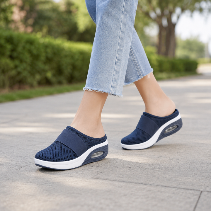 Chaussures femme confort avec technologie coussin d'air pour une sensation de marche légère.