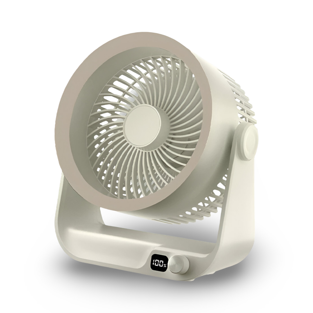 Ventilateur de bureau compact avec fonction oscillante pour une couverture large et efficace de l'air frais.
