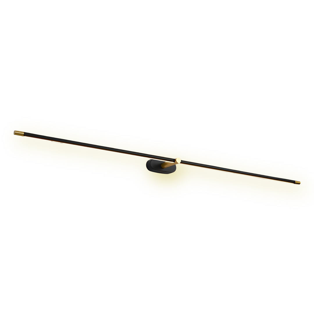 Applique LED intérieure, design linéaire noir/doré, parfaite pour salon élégant.