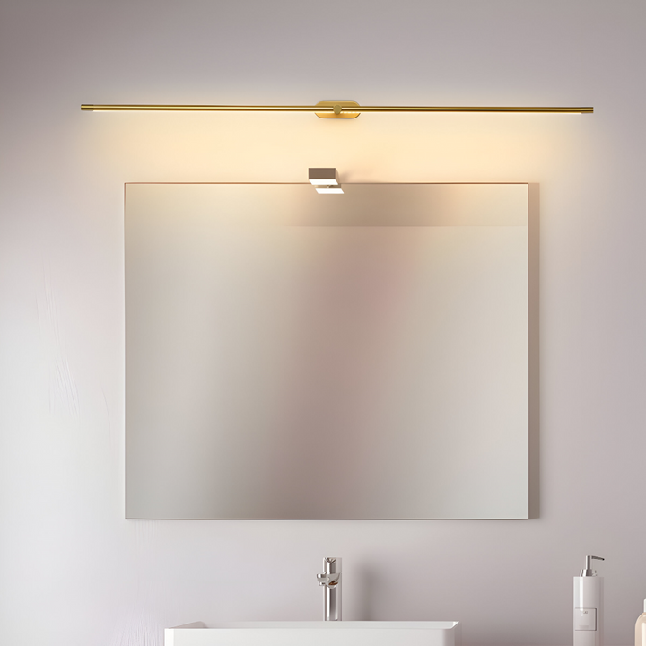 Lampe LED murale fine, éclairage intérieur moderne, couleur noir et doré, élégante.
