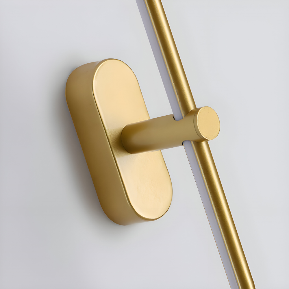 Luminaire design LED noir et doré, applique murale élégante pour salon ou chambre.