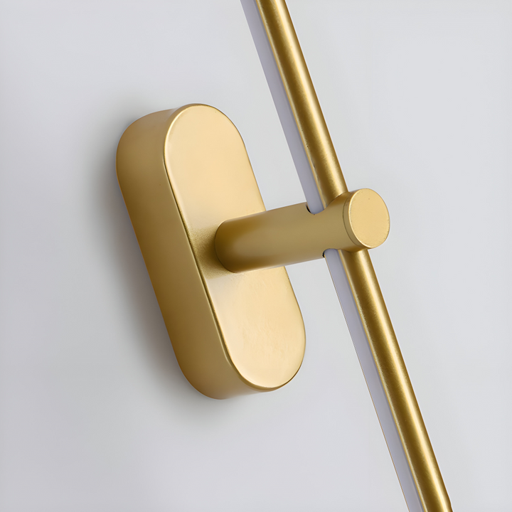 Luminaire design LED noir et doré, applique murale élégante pour salon ou chambre.